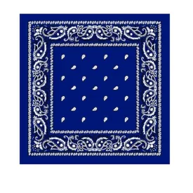 100% Western Design Cotton Paisley Bandana, Blue (Colour & Design May Vary)