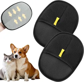 2Pcs Pet Hair Remover Glove, Electrostatic Pet Hair Removal Gloves for Cats & Dogs, Reusable Double Sided Pet Hair Remover for Couch, Cat Grooming Gloves