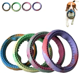4Pcs Tough Durable Ring Toy for Dogs Tug Ring Strong Rubber Dog Fetch Toy for Small Medium Breeds Multi-Color Pack of 4
