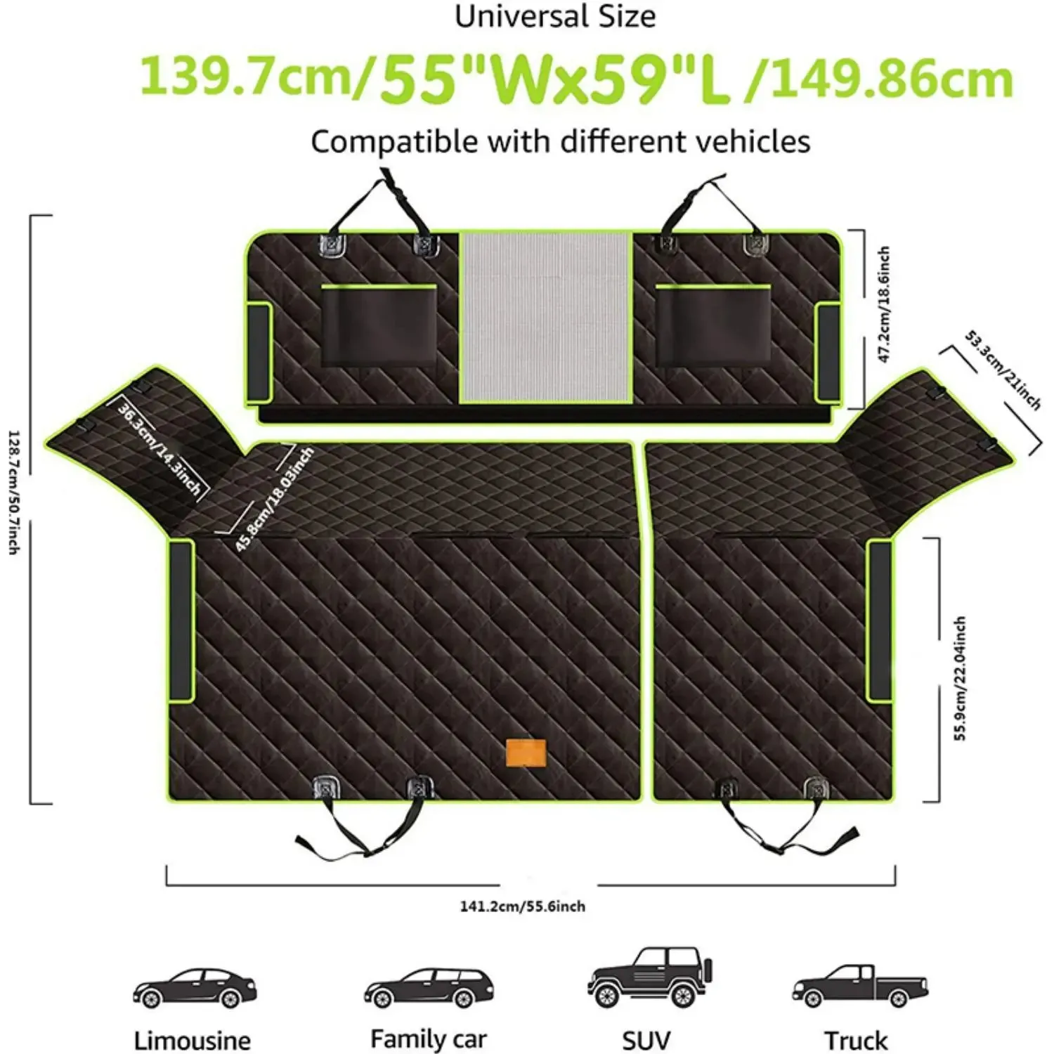6-in-1 Waterproof Dog Car Seat Cover