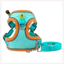 A a Pets' Reflective Harness & Leash Set for Cats, Puppies, Small Dogs Suede Fabric - Dark Green