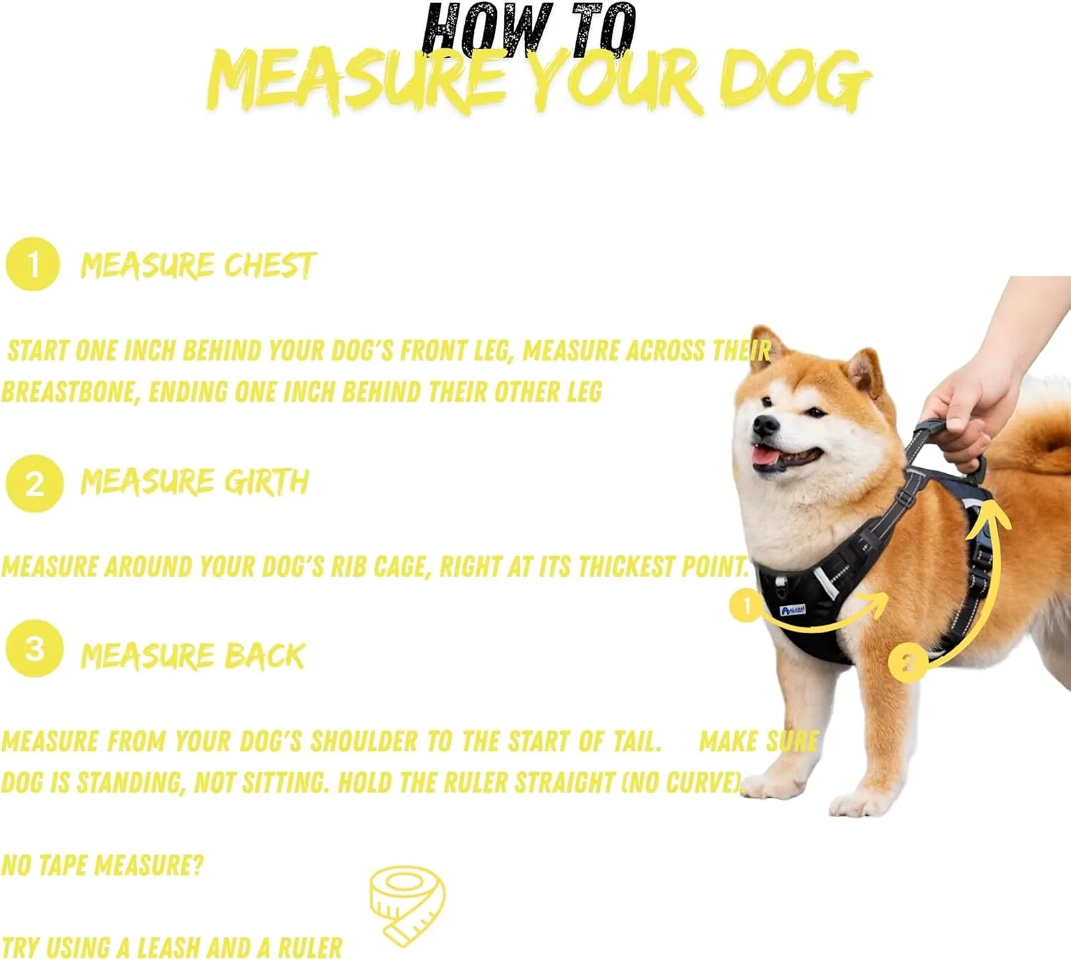 ALABAI Dog Harness, No Pull Adjustable Pet Harness with Soft Padded Handle, Reflective Control Harness for Medium Large Dogs, Comfortable, Durable, and Versatile for Easy Walking (Yellow, M)
