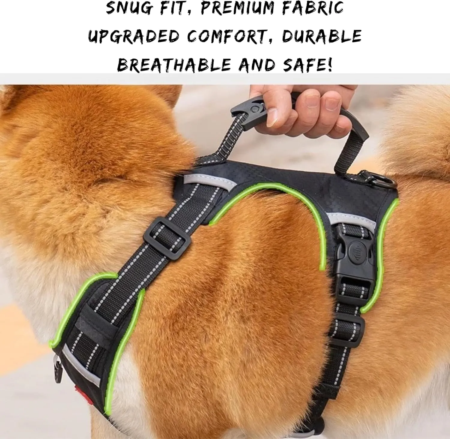 ALABAI Dog Harness, No Pull Adjustable Pet Harness with Soft Padded Handle, Reflective Control Harness for Medium Large Dogs, Comfortable, Durable, and Versatile for Easy Walking (Yellow, M)