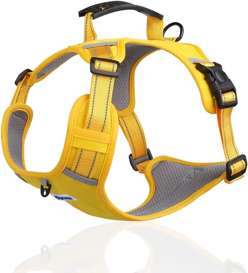 ALABAI Dog Harness, No Pull Adjustable Pet Harness with Soft Padded Handle, Reflective Control Harness for Medium Large Dogs, Comfortable, Durable, and Versatile for Easy Walking (Yellow, M)