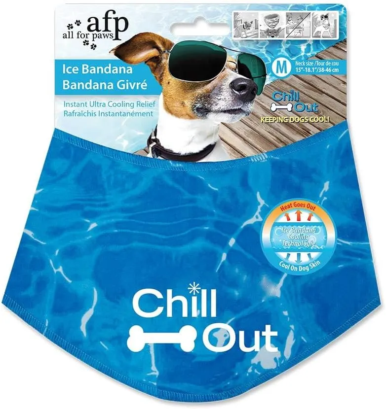 ALL FOR PAWS Chill Out Dog Ice Bandana, Instant Cooling Pet Bandana, Breathable Scarf Dog Cat Ice Collar for Summer Medium