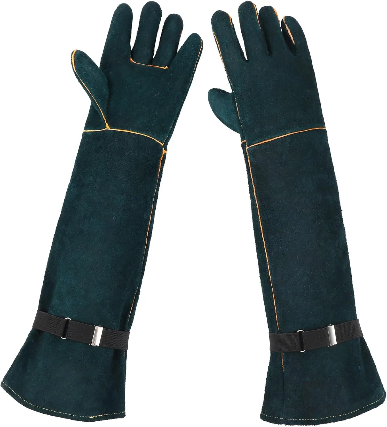 Animal Handling Gloves, 22.4 inch Bite Proof Gloves, Cowhide Leather Cat Grooming Gloves, Anti Scratch Snake Gloves for Animal Handling