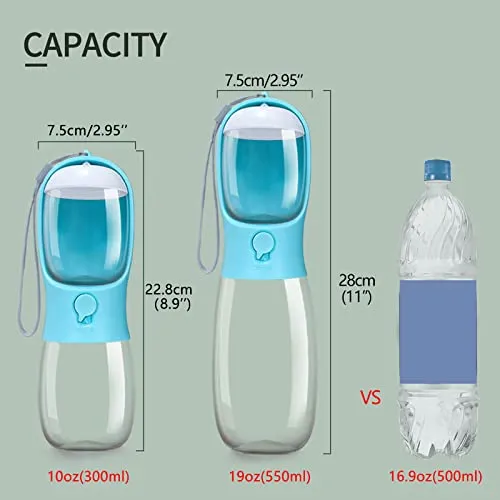 AVELORA Dog Water Bottle,Portable Pet Water Bottle with Food Container,Outdoor Portable Water Dispenser for Cat,Puppy,Pets for Walking,Hiking,Travel,Puppy Essentials,Dog Stuff(10oz)