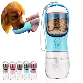 AVELORA Dog Water Bottle,Portable Pet Water Bottle with Food Container,Outdoor Portable Water Dispenser for Cat,Puppy,Pets for Walking,Hiking,Travel,Puppy Essentials,Dog Stuff(10oz)