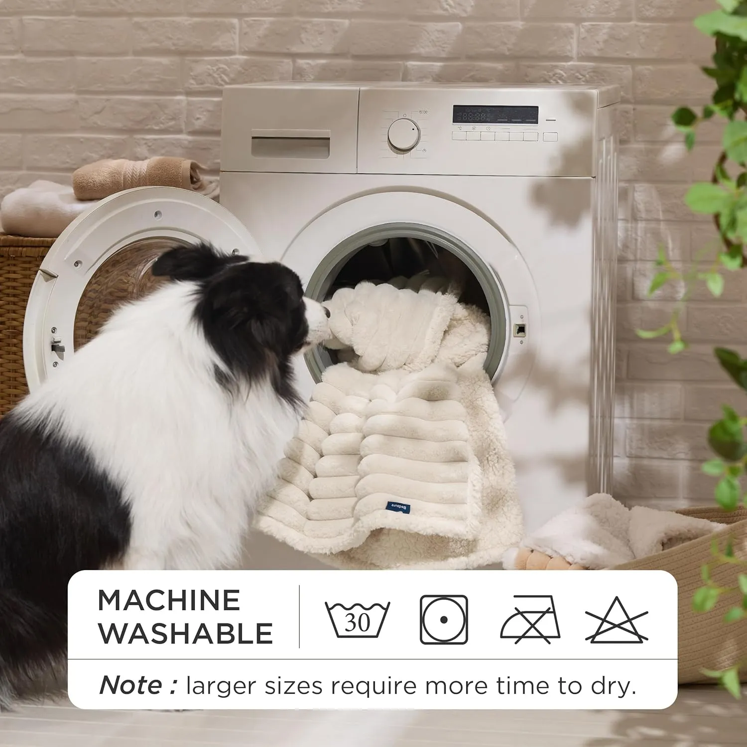 Bedsure Waterproof Dog Blankets for Large Dogs - Soft Pet Cat Blanket Corduroy Fleece for Bed Protector Washable, Cozy Calming Reversible Furniture Protection for Puppy,60"x80", Cream
