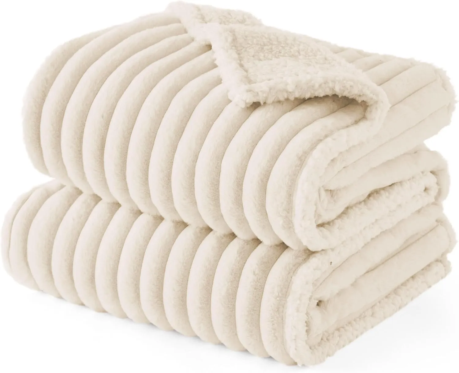 Bedsure Waterproof Dog Blankets for Large Dogs - Soft Pet Cat Blanket Corduroy Fleece for Bed Protector Washable, Cozy Calming Reversible Furniture Protection for Puppy,60"x80", Cream