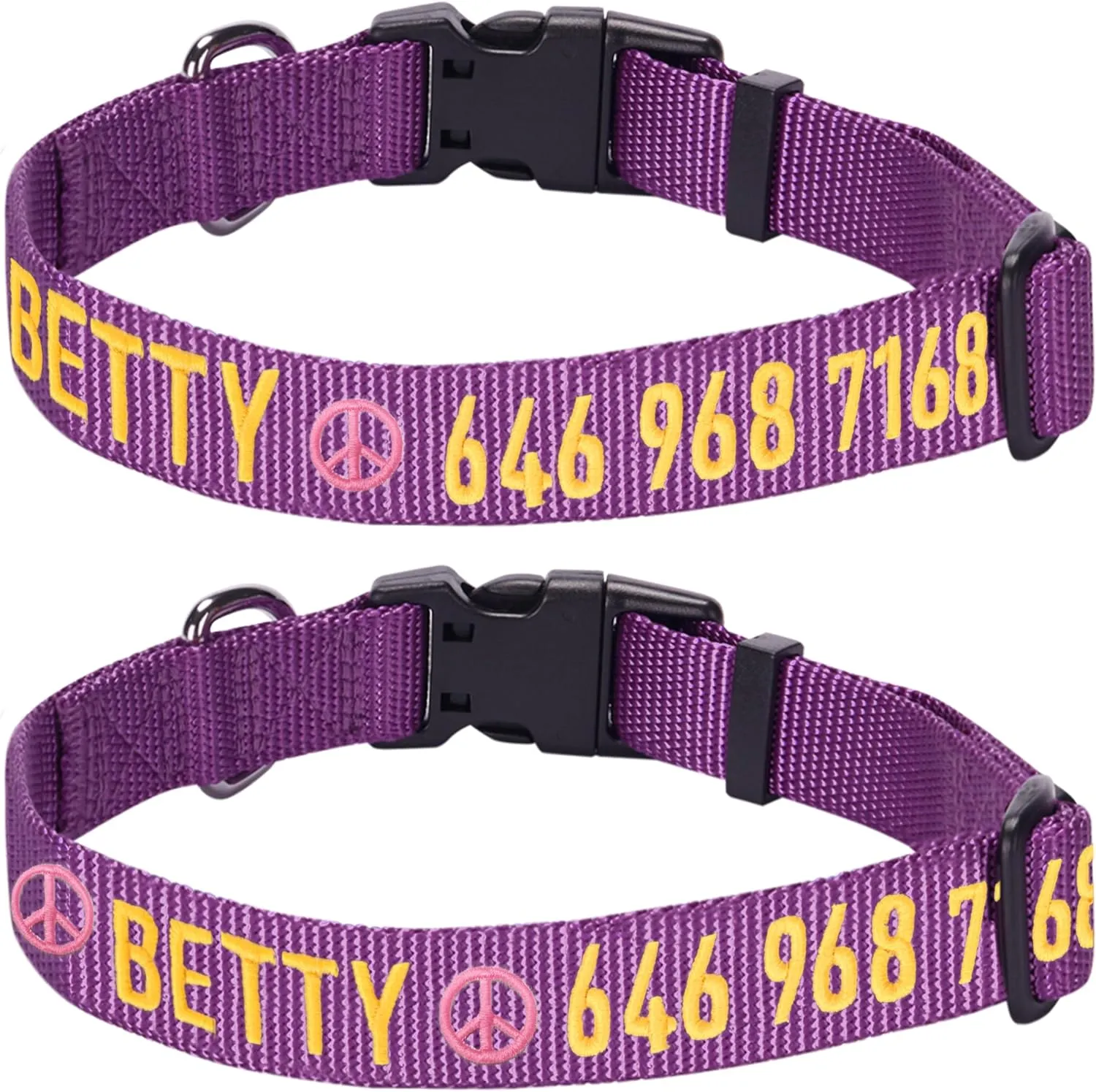 Blueberry Pet Essentials Personalized Dog Collars for Large Dogs | Adjustable & Personalized Dog Collar with Name Tag - Embroidered with Pet Name & Phone Number (Violet, Large)
