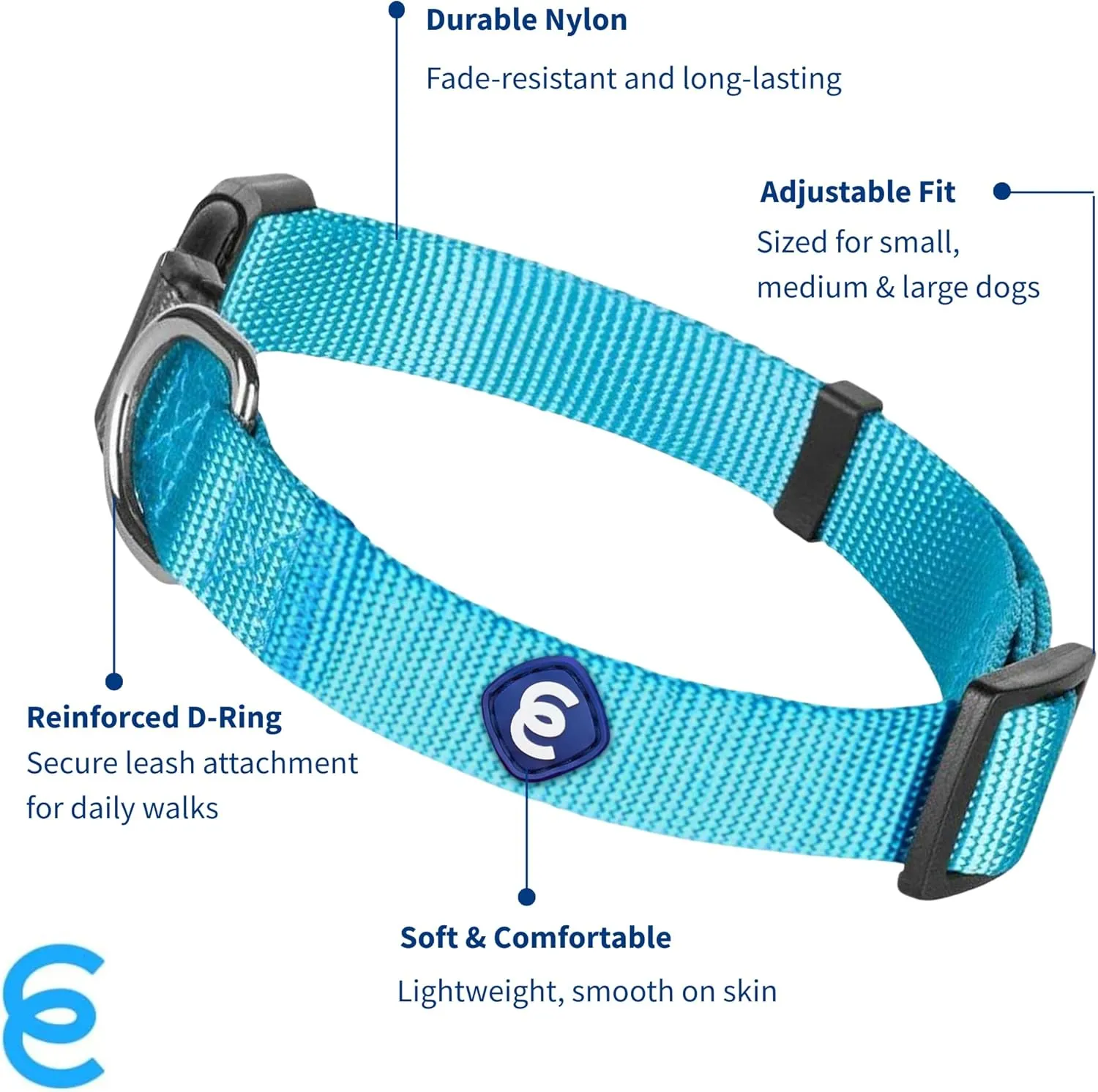 Blueberry Pet Essentials Turquoise X-Small Dog Collar for Boys | Adjustable Eco-Friendly Nylon with Quick Release | Stylish Dog Collars for Small Dogs|Neck Size 8"-11"