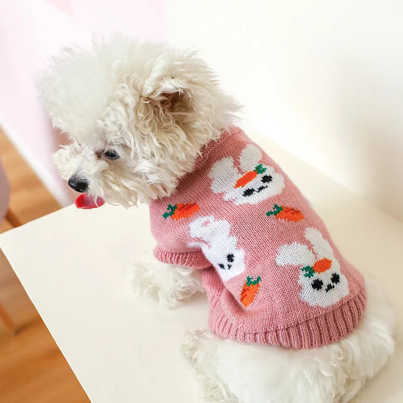 Bowknot Dog Clothes Cat Costume Hollow Knit Dog Sweater