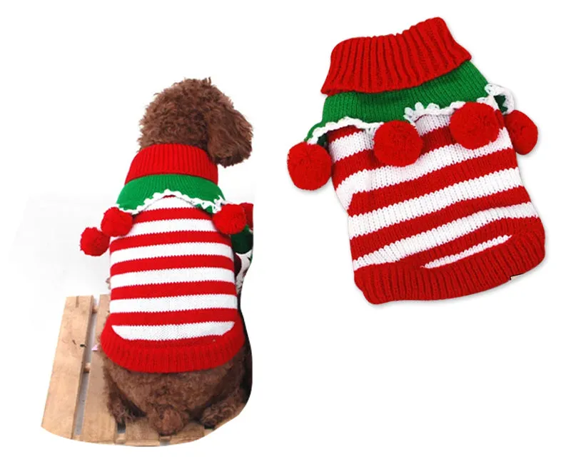 Christmas Cute Pet Striped Knitted Dog Sweater
