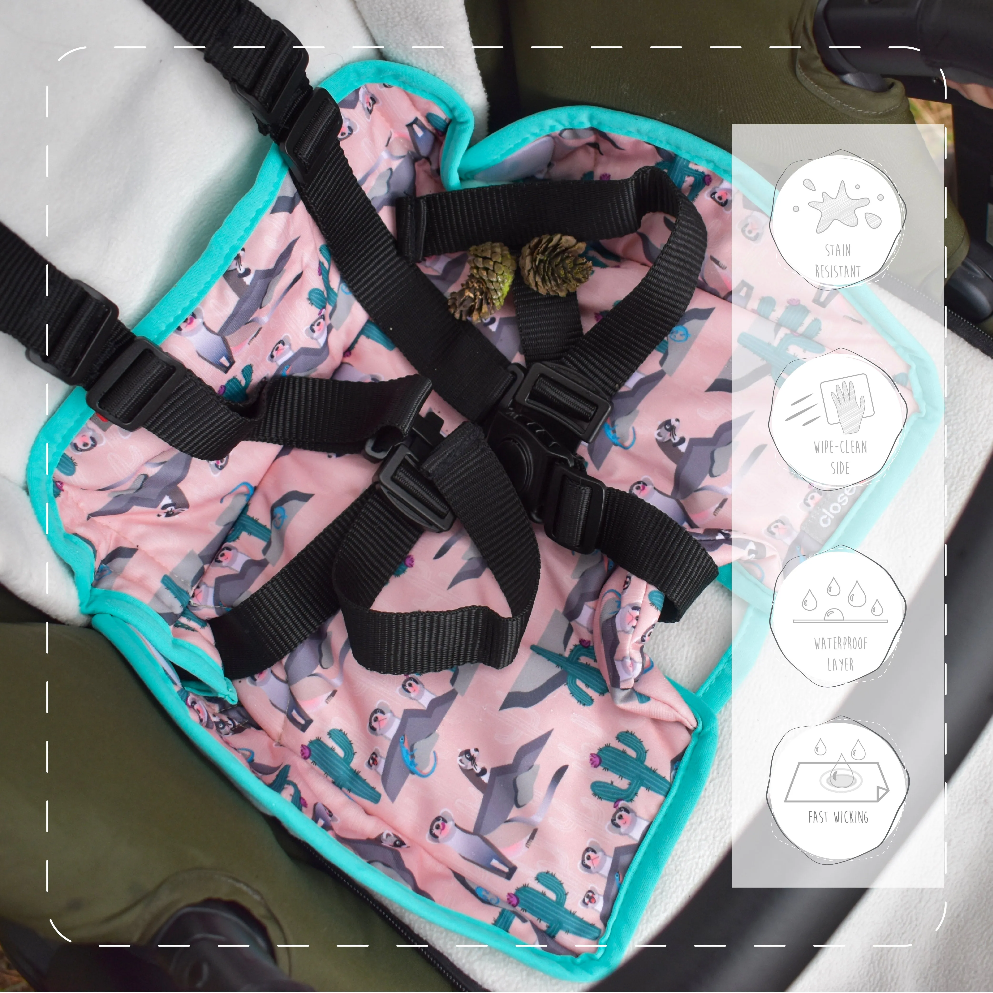 Close Pop-in Universal Children's Seat Protector Pad - Multi-use Waterproof/Wicking Liner For Pushchair, Car Seat or High Chair