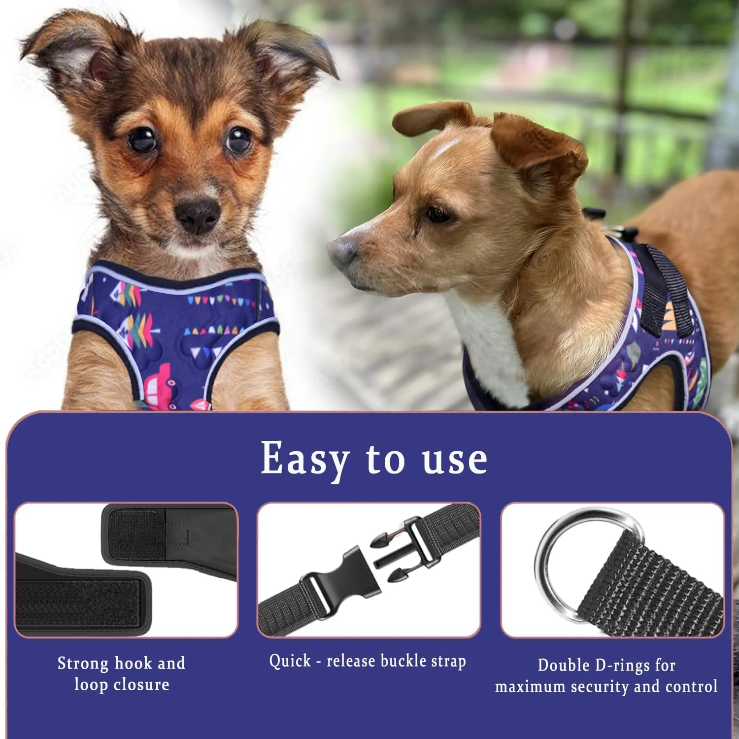 Comfort Fit Dog Harness for Small Medium Large Dogs No Pull Adjustable Pet Harness Easy Control Soft Padded Step in Dog Cat Harness for Walking Running Training All Weather Premium Dog Vest