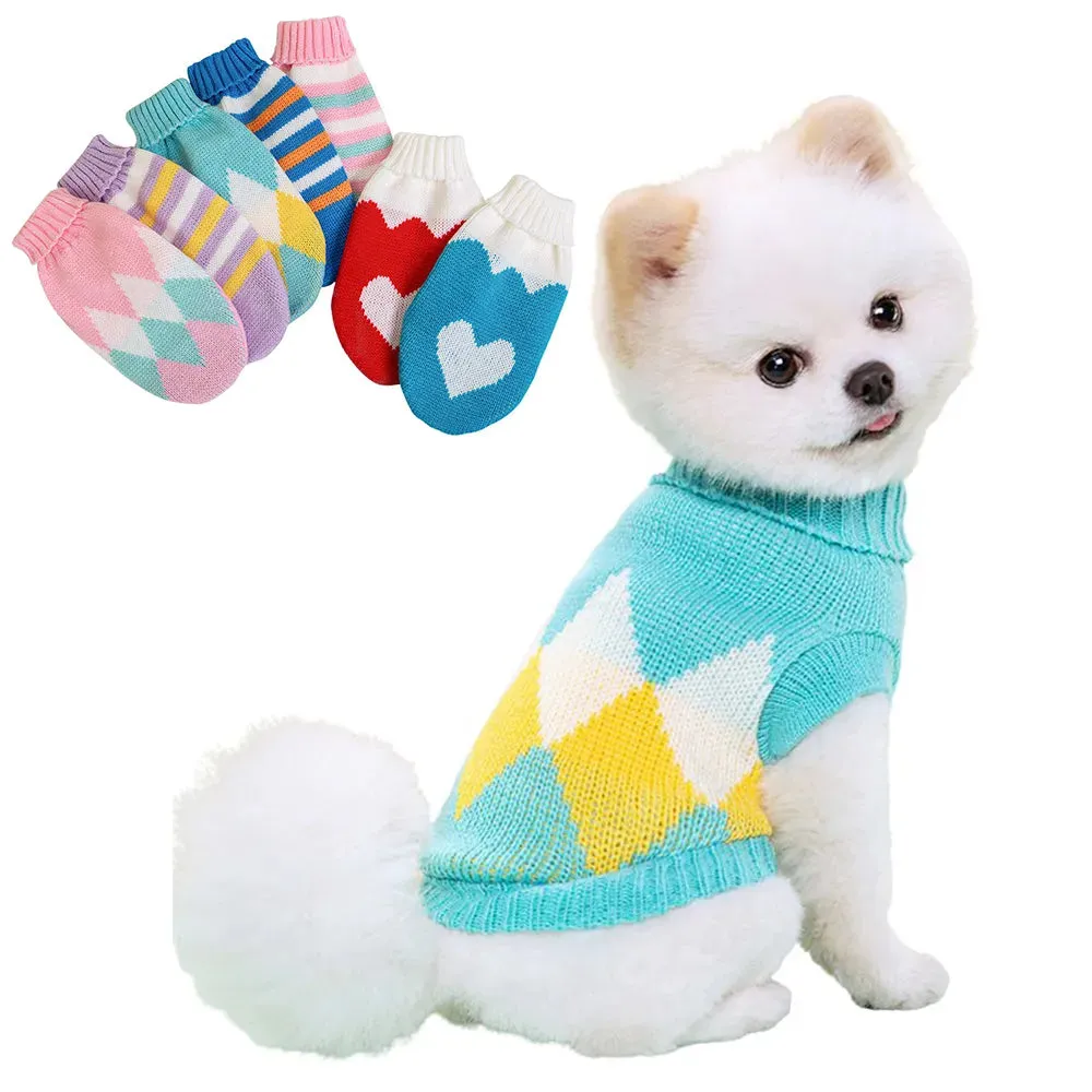 Cozy Autumn/Winter Knitted Sweater for Small Dogs and Cats - Ideal for Chihuahuas, Schnauzers, and Pets Seeking Soft and Warm Turtleneck Comfort