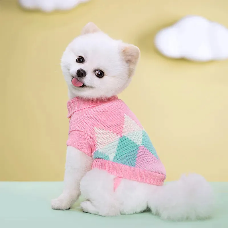Cozy Autumn/Winter Knitted Sweater for Small Dogs and Cats - Ideal for Chihuahuas, Schnauzers, and Pets Seeking Soft and Warm Turtleneck Comfort