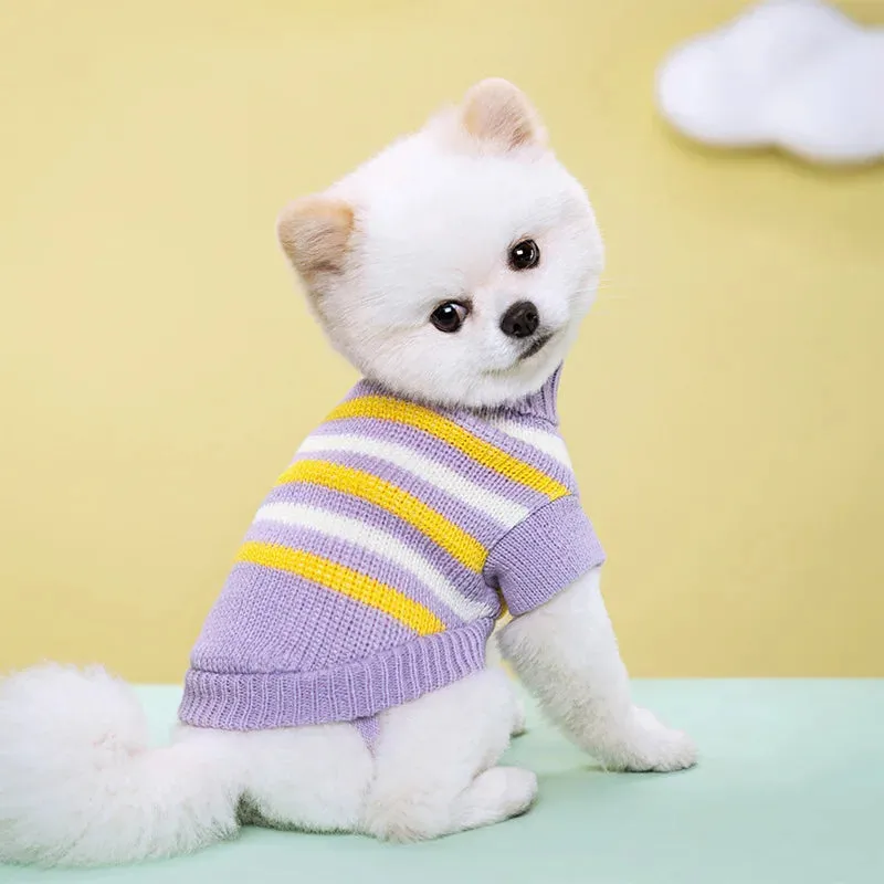 Cozy Autumn/Winter Knitted Sweater for Small Dogs and Cats - Ideal for Chihuahuas, Schnauzers, and Pets Seeking Soft and Warm Turtleneck Comfort