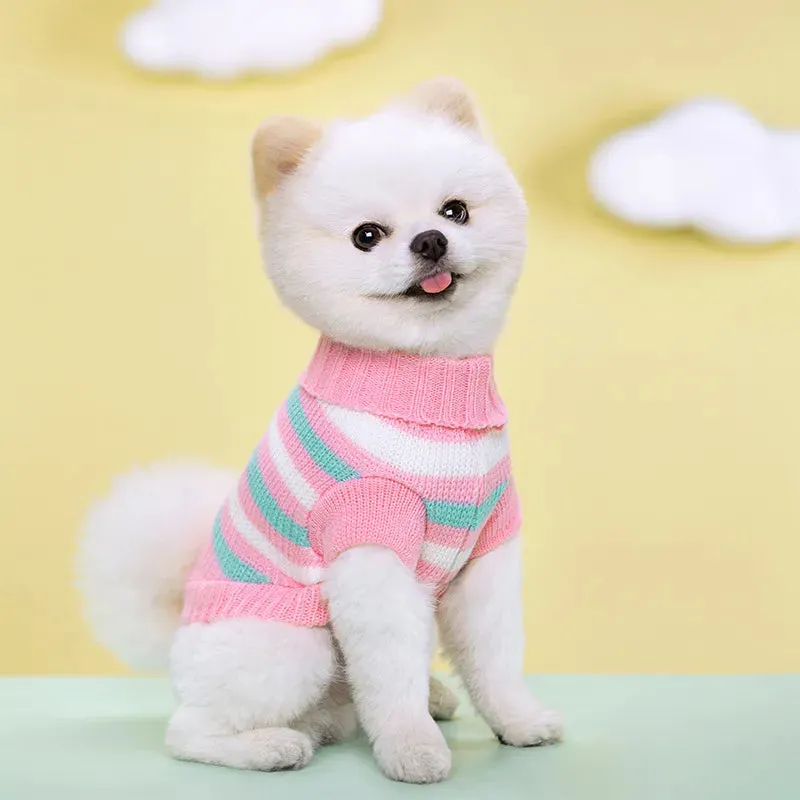 Cozy Autumn/Winter Knitted Sweater for Small Dogs and Cats - Ideal for Chihuahuas, Schnauzers, and Pets Seeking Soft and Warm Turtleneck Comfort
