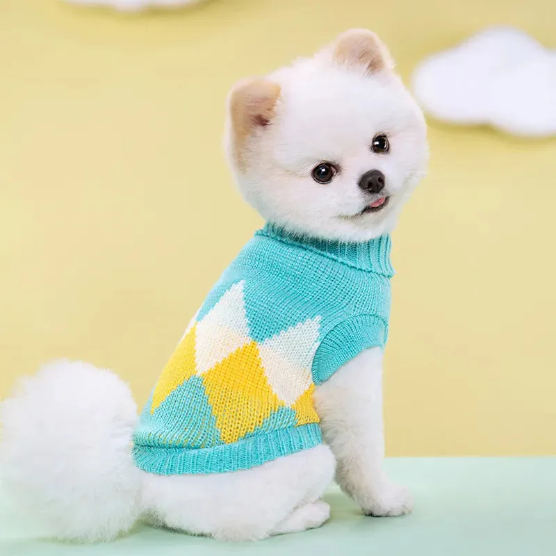 Cozy Autumn/Winter Knitted Sweater for Small Dogs and Cats - Ideal for Chihuahuas, Schnauzers, and Pets Seeking Soft and Warm Turtleneck Comfort