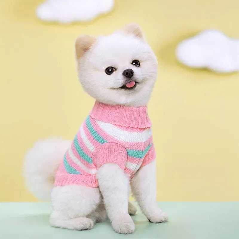 Cozy Autumn/Winter Knitted Sweater for Small Dogs and Cats - Ideal for Chihuahuas, Schnauzers, and Pets Seeking Soft and Warm Turtleneck Comfort