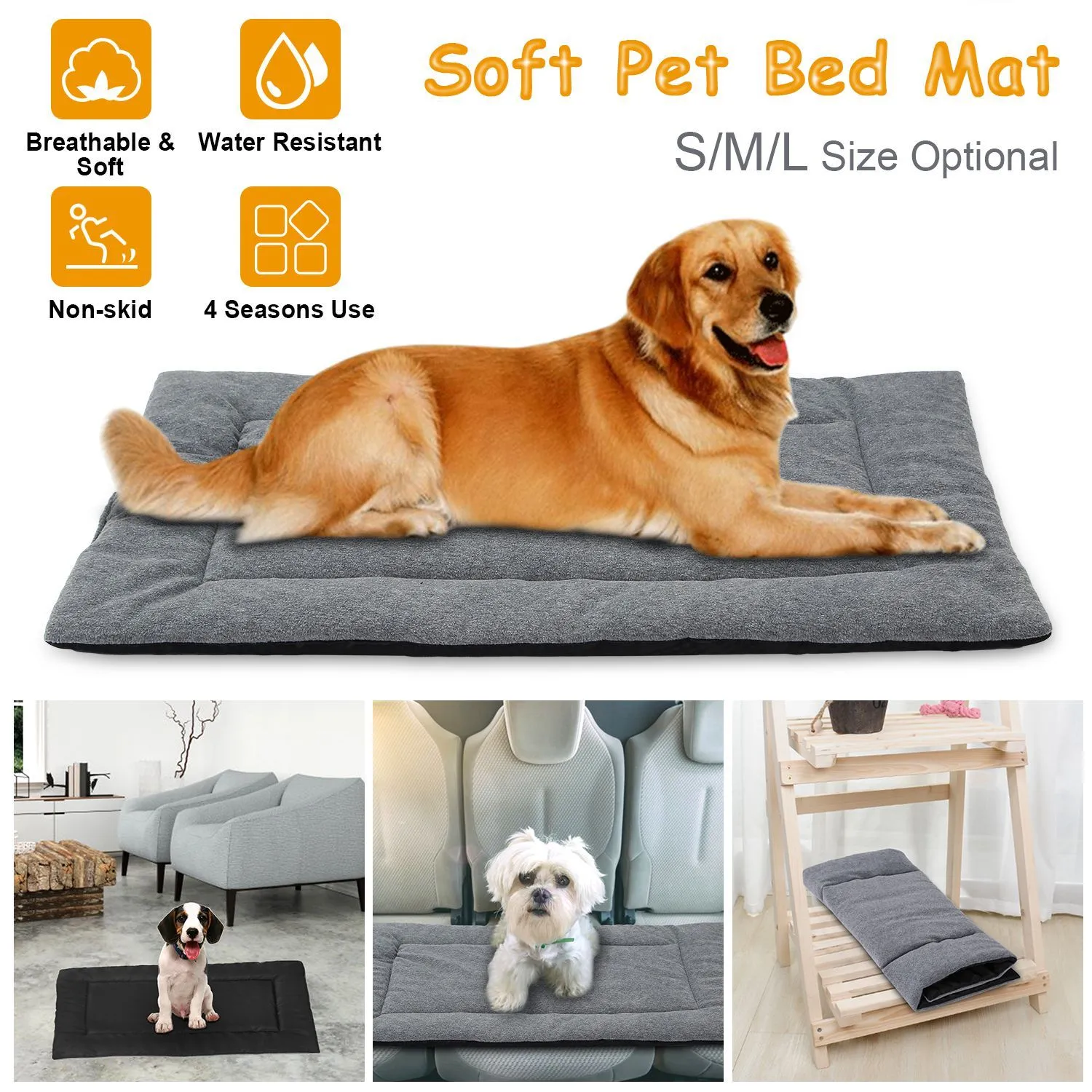 Dog Bed Mat Comfortable Fleece Reversible Pad