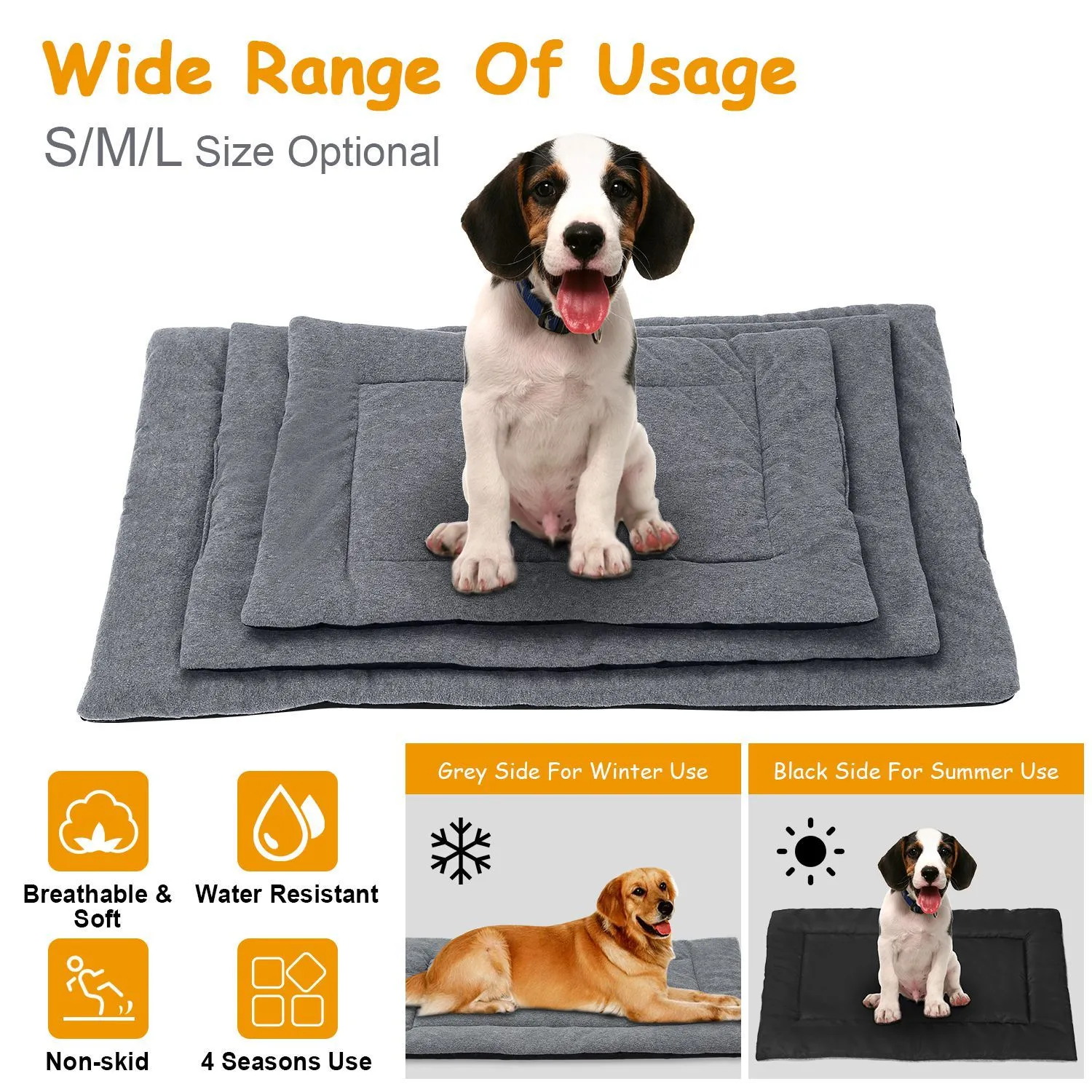 Dog Bed Mat Comfortable Fleece Reversible Pad