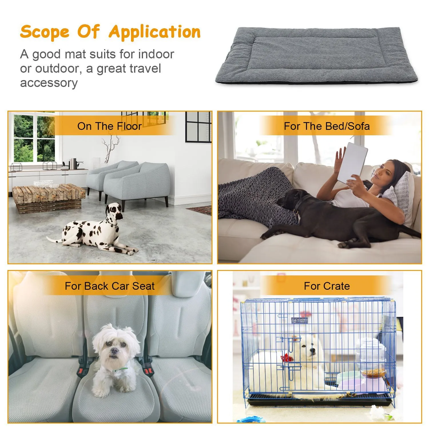 Dog Bed Mat Comfortable Fleece Reversible Pad