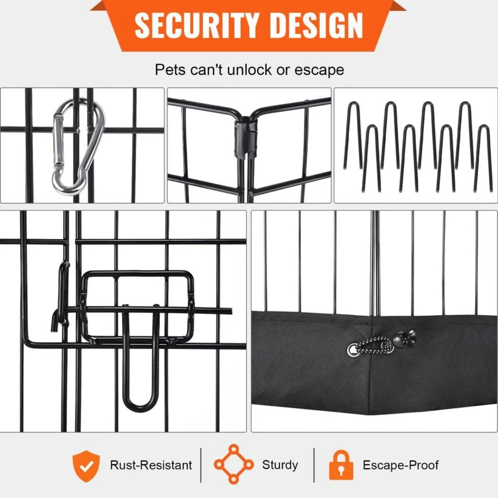 Dog Playpen 8 Panels Foldable Metal Dog Exercise Pen with Top Cover and Bottom Pad 24 in. H P Crate Kennel