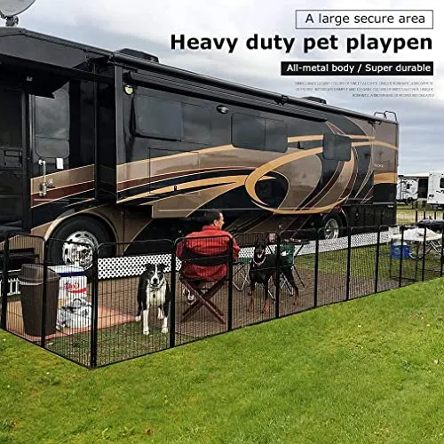 Dog Playpen Pet Dog Fence 40 inch Height 16 Panels Metal Dog Pen Outdoor Exercise Pen with Doors