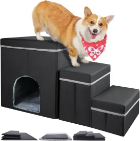 Dog Stairs for Small Dogs/Small Kittens Pet Stairs with Storage Function and Storage Items for Puppies/Kittens Staircase for Bedroom Bedside and Table