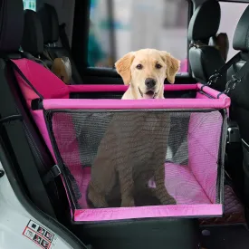 Dog Travel Car Seat Pet Car Booster with Clip-On Safety Leash,Reinforce Support Pipe Anti-Collapse,Portable Collapsible Travel Bags for Dogs Cats or Other Medium Pet Under 50lb,Pink L