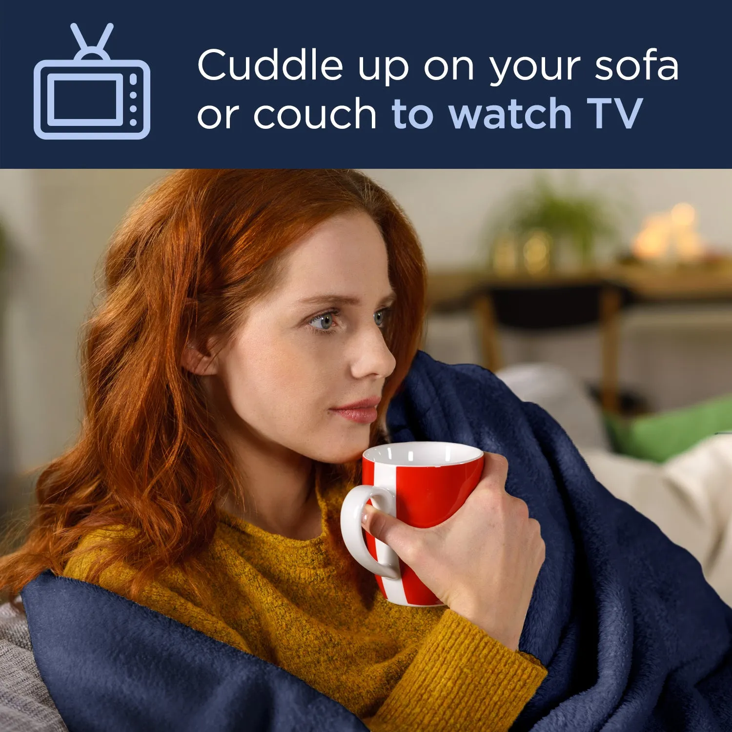 Dr Relief by SUNAID Electric Heated Throw Blanket Fleece with Controller, 4 Hours Auto Shut-Off, Fast Warming, Full-Body Comfort, Luxuriously Soft, Machine Washable, 50" x 60", Micromink for Cozy Couch or Bed (Navy)