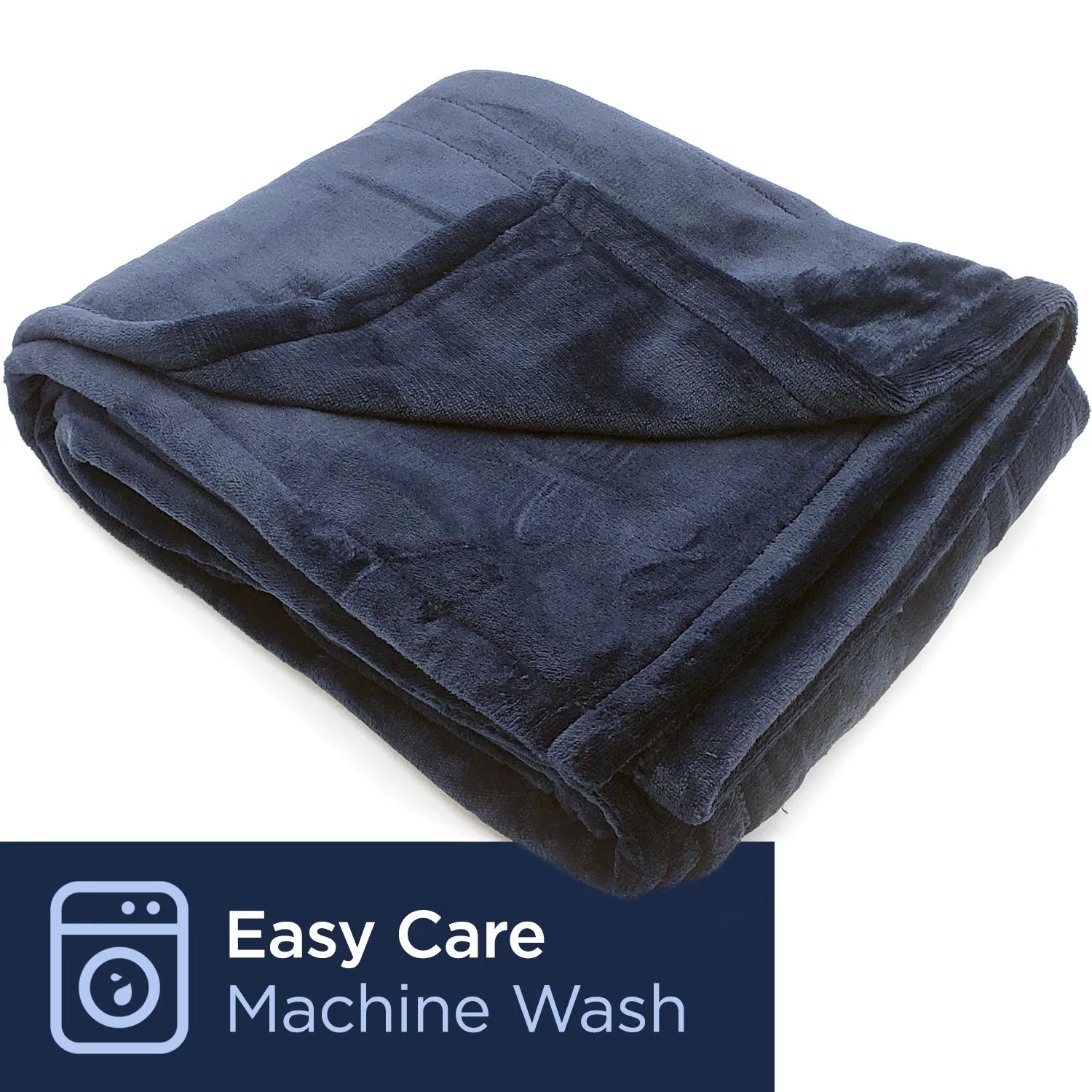 Dr Relief by SUNAID Electric Heated Throw Blanket Fleece with Controller, 4 Hours Auto Shut-Off, Fast Warming, Full-Body Comfort, Luxuriously Soft, Machine Washable, 50" x 60", Micromink for Cozy Couch or Bed (Navy)