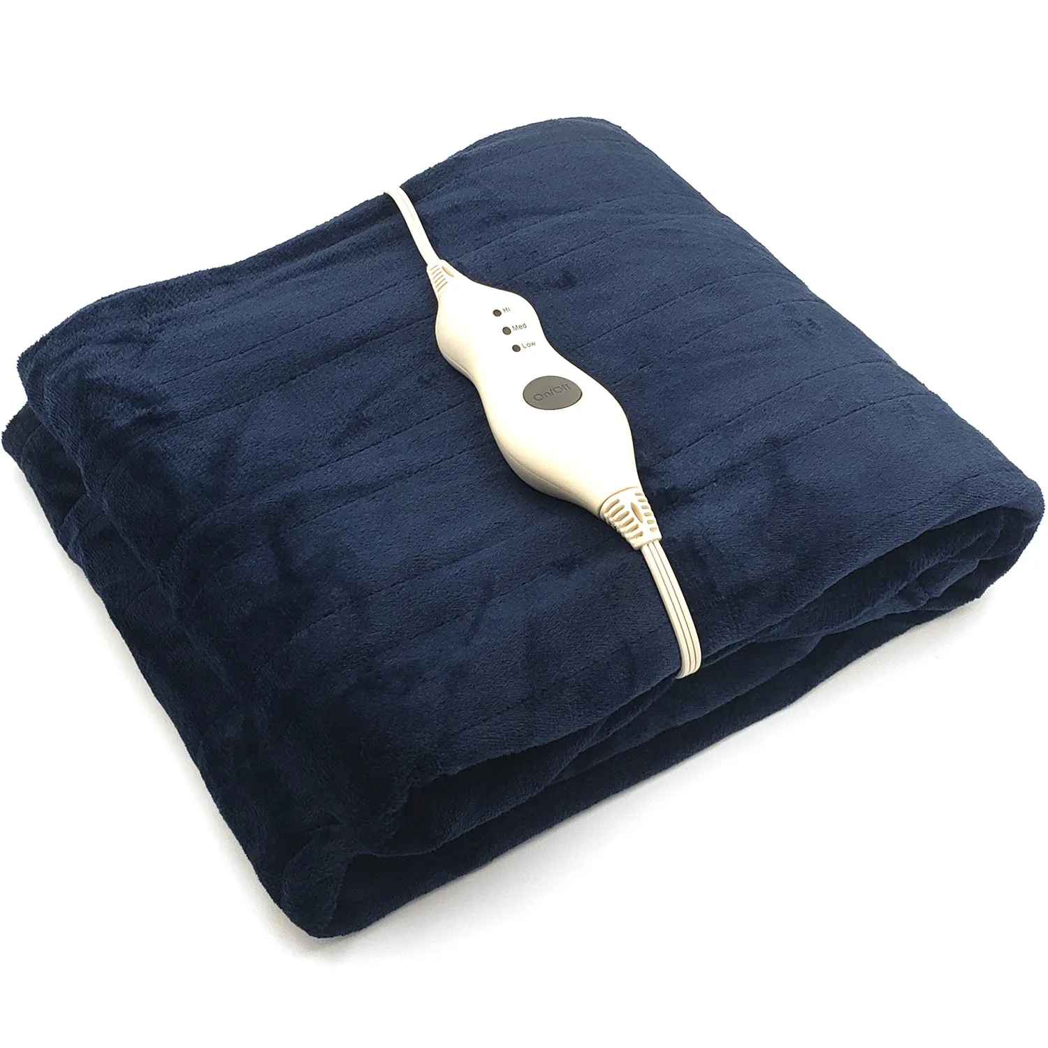 Dr Relief by SUNAID Electric Heated Throw Blanket Fleece with Controller, 4 Hours Auto Shut-Off, Fast Warming, Full-Body Comfort, Luxuriously Soft, Machine Washable, 50" x 60", Micromink for Cozy Couch or Bed (Navy)