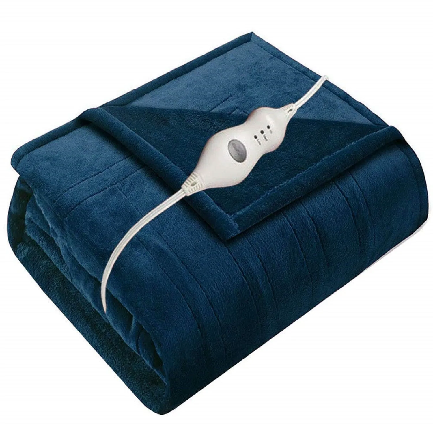 Dr Relief by SUNAID Electric Heated Throw Blanket Fleece with Controller, 4 Hours Auto Shut-Off, Fast Warming, Full-Body Comfort, Luxuriously Soft, Machine Washable, 50" x 60", Micromink for Cozy Couch or Bed (Navy)