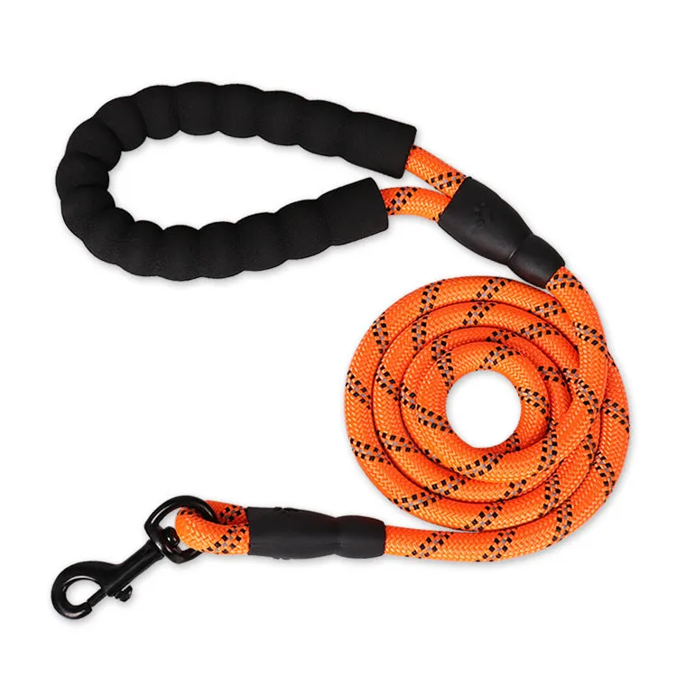 Durable Rubber Grip Pet Leash - 1.5m Polyester Rope, Various Colors