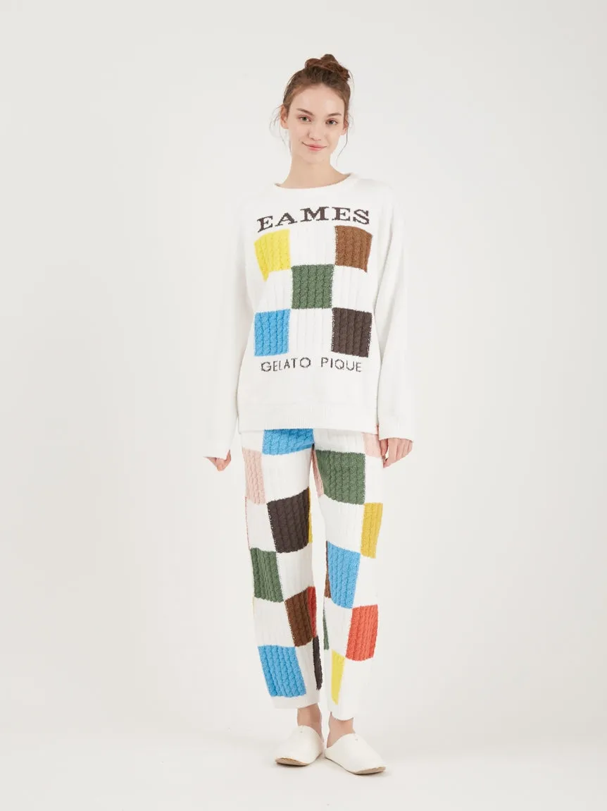 EAMES Air Moco Check-Logo Long Sleeve Pullover Sweater