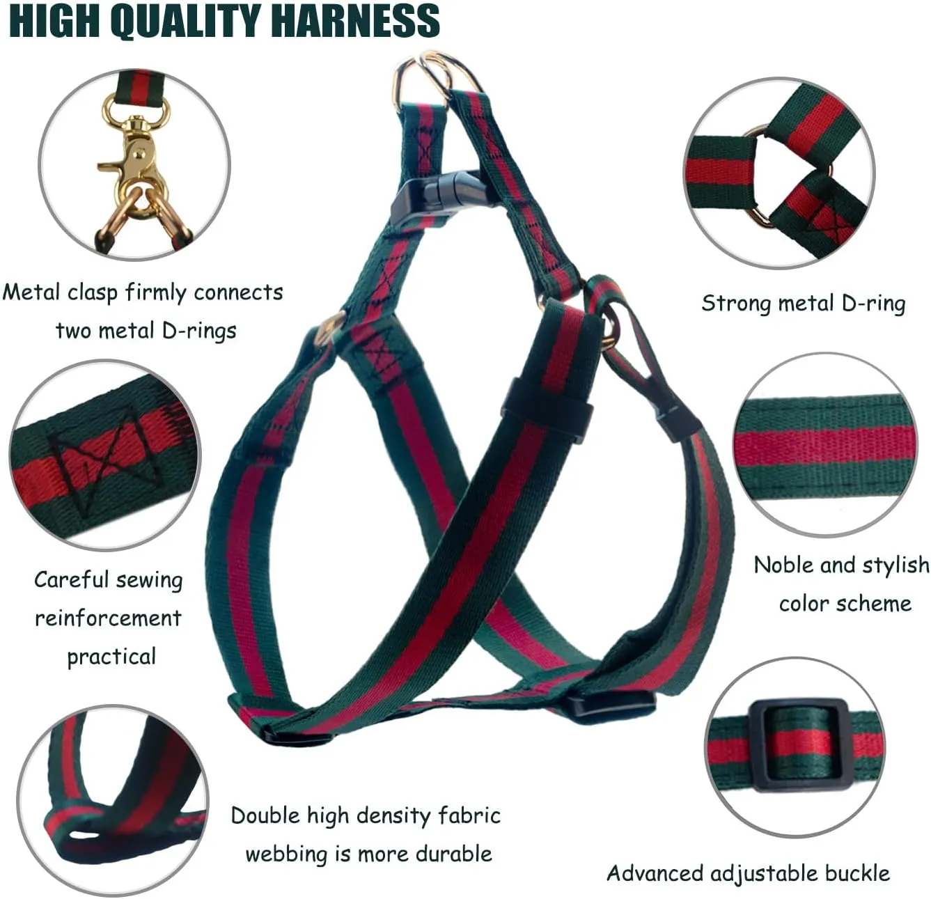 Elegant and Stylish Dog Harness and Leash,Durable Soft Neck and Chest Adjustable Pet Harness,Luxury Dog Harnesses and Dog Leashes Set Packing Gift for Big Large Dogs
