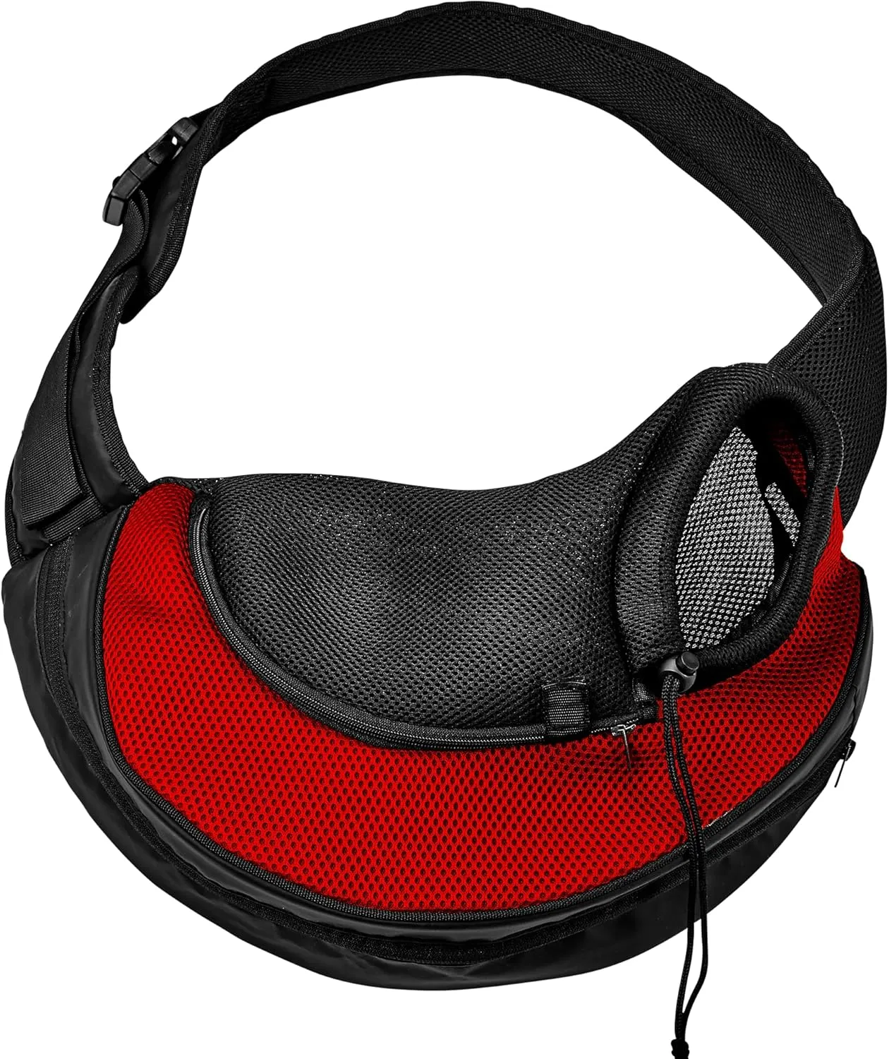 Expandable Pet Carrier Sling Bag - Small Dog, Puppy and Cat Carrier Front Shoulder Backpack w/Harness Strap - Carrying Pouch for ESA, Animal Travel - PU Leather Bottom, Mesh Pocket by Katziela (Red)
