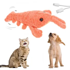 Floppy Lobster Interactive Dog Toy - Fun Plush, Jumping & Moving for Medium Dogs, Durable Chew Toy for Teething, Pet Gift (Orange)