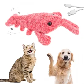 Floppy Lobster Interactive Dog Toy - Fun Plush, Jumping & Moving for Medium Dogs, Durable Chew Toy for Teething, Pet Gift (Pink)
