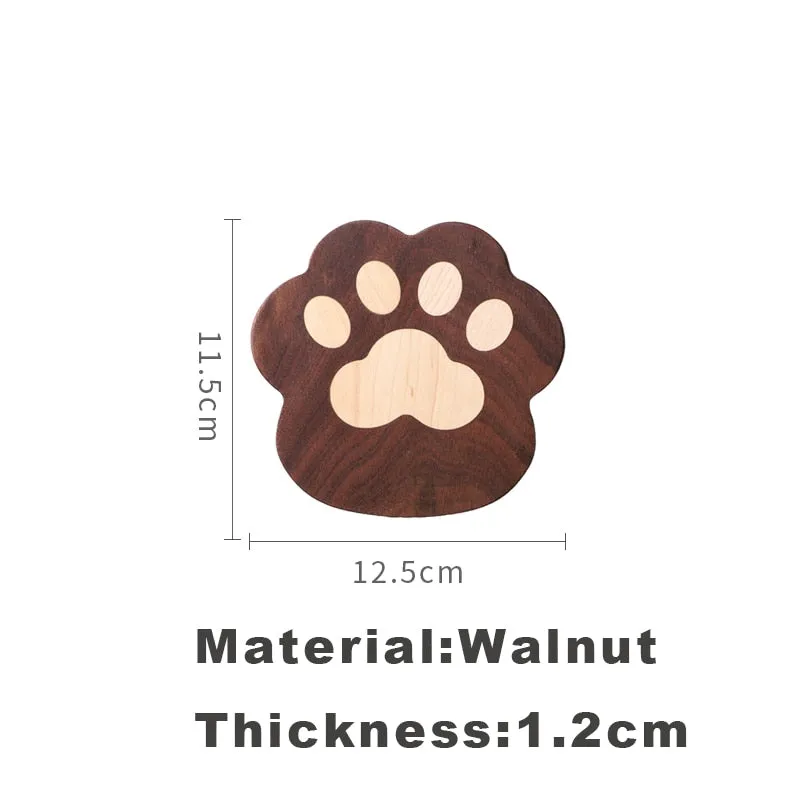 Funki Buys | Coasters | Cat Paw Solid Wood Coasters 4 Pcs