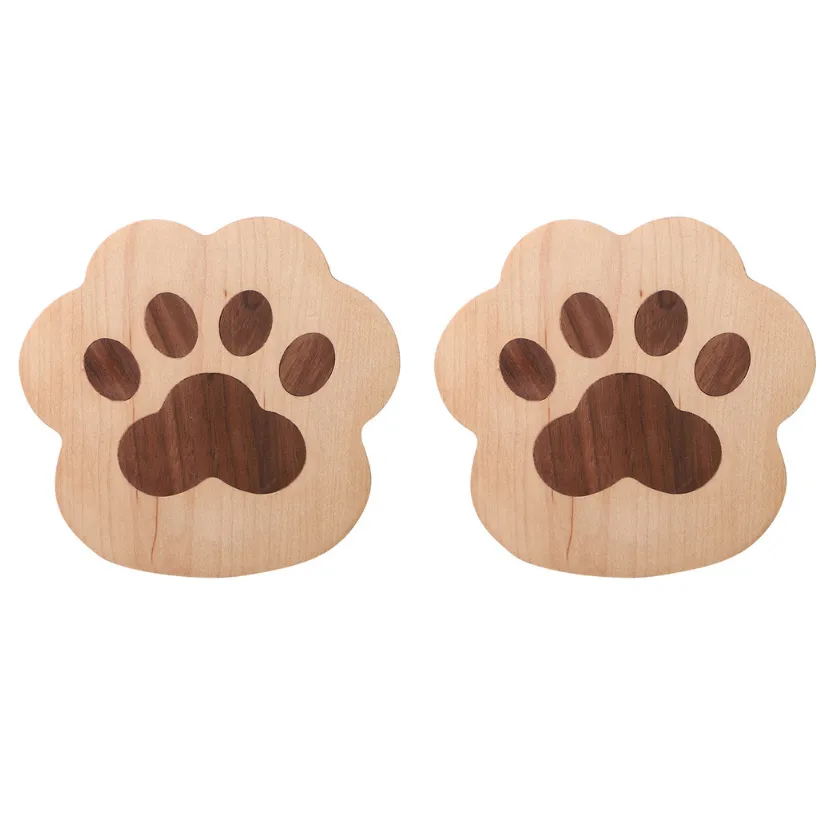 Funki Buys | Coasters | Cat Paw Solid Wood Coasters 4 Pcs
