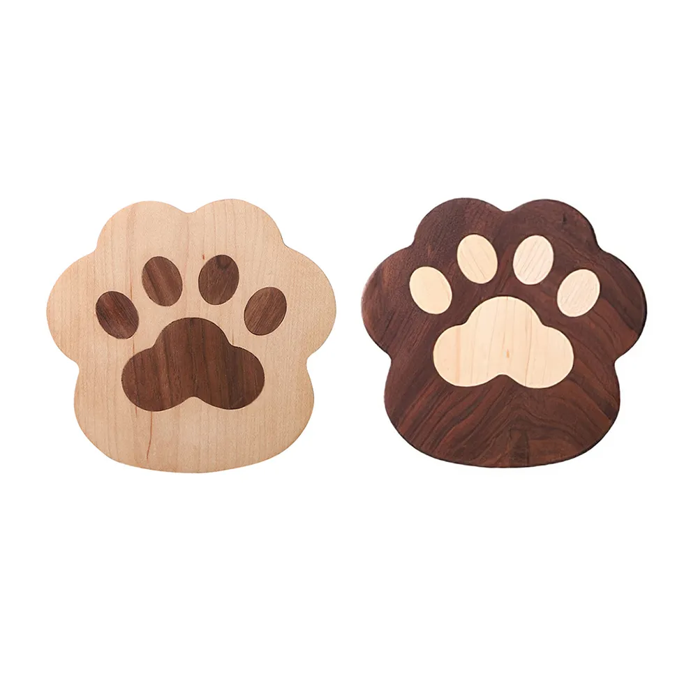 Funki Buys | Coasters | Cat Paw Solid Wood Coasters 4 Pcs