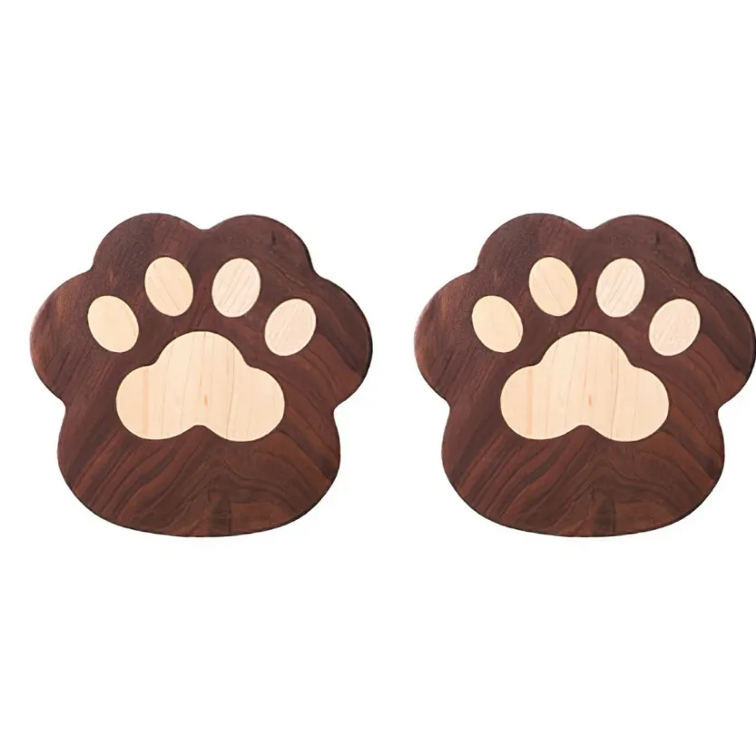 Funki Buys | Coasters | Cat Paw Solid Wood Coasters 4 Pcs