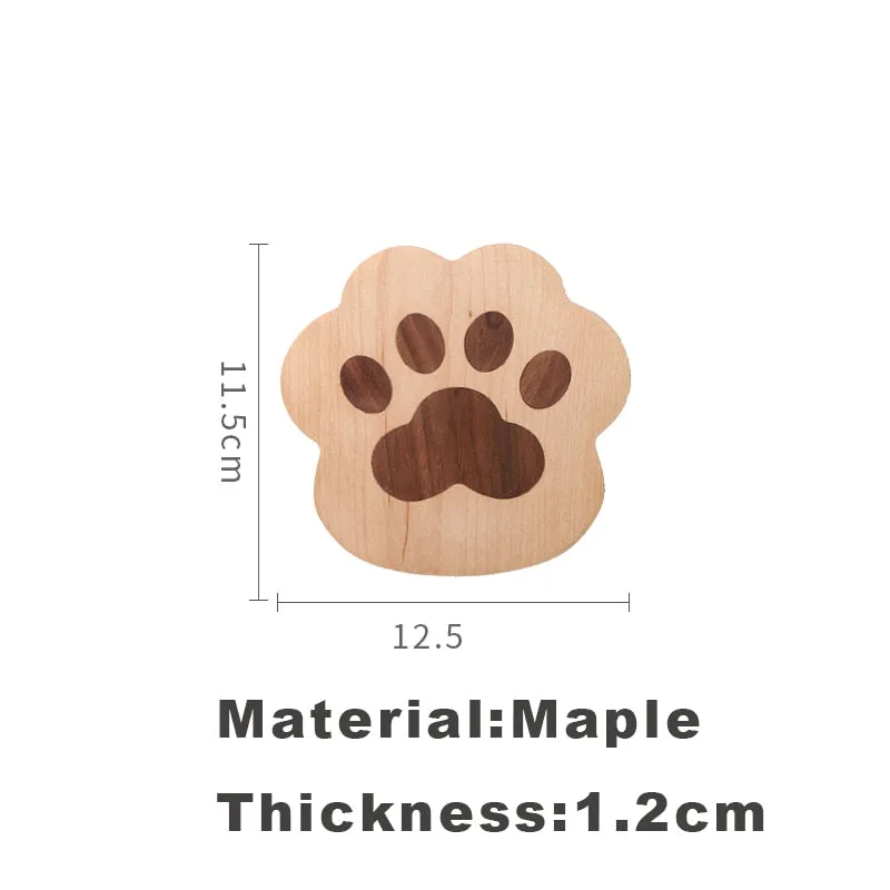 Funki Buys | Coasters | Cat Paw Solid Wood Coasters 4 Pcs