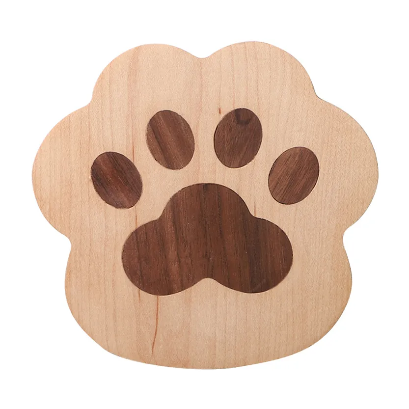 Funki Buys | Coasters | Cat Paw Solid Wood Coasters 4 Pcs