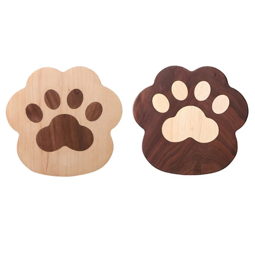 Funki Buys | Coasters | Cat Paw Solid Wood Coasters 4 Pcs